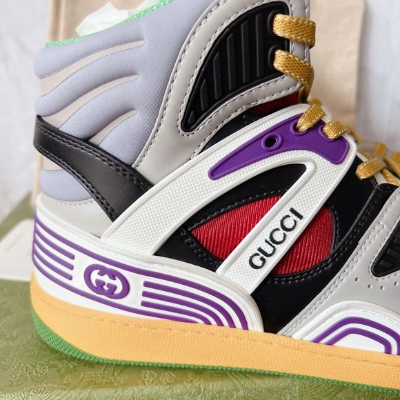 Gucci BASKET Demetra High Top Sneaker Vintage 661303 Black Green Men UK13.5 US14 - Picture 5 of 16